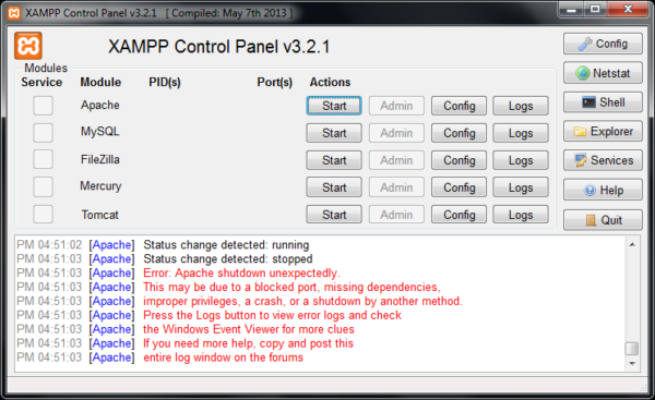 6 Steps to fix the Error: Apache shutdown unexpectedly. - Goaspro